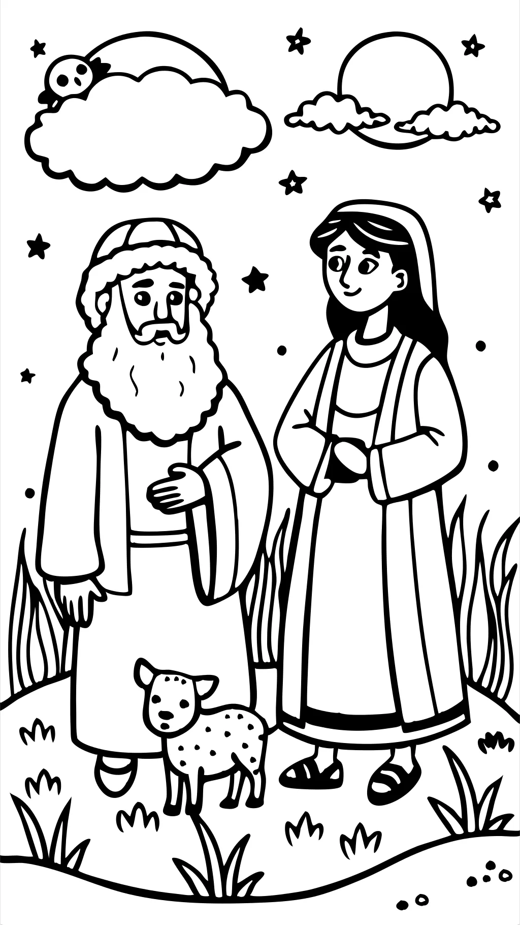 coloring page of abraham and sarah